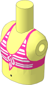 Figure Friends Girl Torso with Magenta and White Striped Bikini Top Pattern