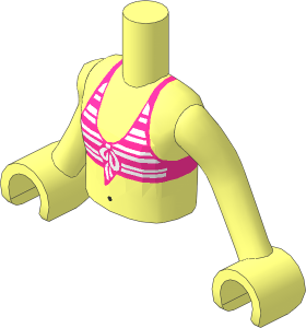 Figure Friends Girl Torso with Arms with Magenta and White Striped Bikini Top Pattern