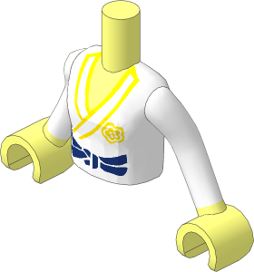 Figure Friends Girl Torso with Arms with Karate Top and Dark Blue Belt Pattern