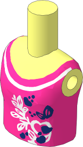 Figure Friends Girl Torso with Magenta Top with Butterflies and Leaves Pattern