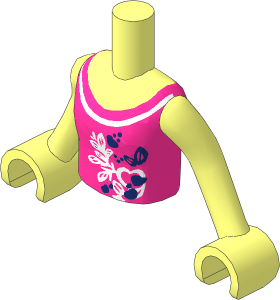 Figure Friends Girl Torso with Arms with Magenta Top with Butterflies and Leaves Pattern