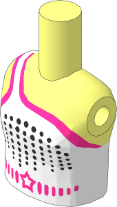 Figure Friends Girl Torso with White Sleeveless One Strap Top with Metallic Silver Dots and Magenta Star Pattern