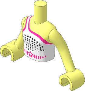 Figure Friends Girl Torso with Arms with White Sleeveless One Strap Top with Metallic Silver Dots and Magenta Star Pattern