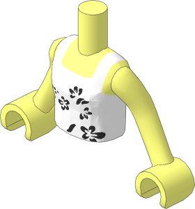 Figure Friends Girl Torso with Arms with Lavender Vest Top with Black and White Flowers Pattern