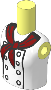Figure Friends Girl Torso with White Jacket with Buttons and Dark Red Scarf Pattern