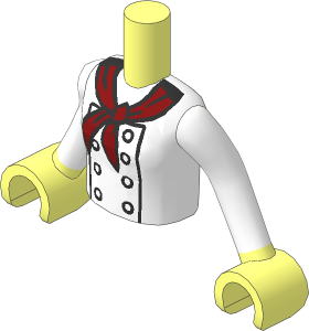 Figure Friends Girl Torso with Arms with White Jacket with Buttons and Dark Red Scarf Pattern