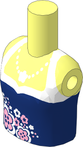 Figure Friends Girl Torso with Dark Blue and White Halter Top with Flowers and Necklace Pattern