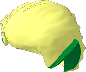 Minifig Hair Swept Back with Green Pointed Ears Pattern