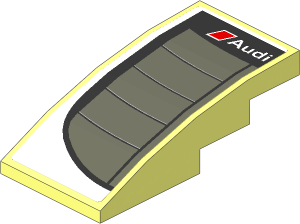 Slope Brick Curved  4 x  2 with Dark Grey Rear Windshield with Black Air Vents and White Audi Logo on White Face Sticker