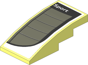 Slope Brick Curved  4 x  2 with Dark Grey Rear Windshield with Black Air Vents and White Sport Logo on White Face Sticker