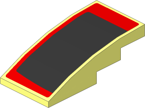 Slope Brick Curved  4 x  2 with Black Trapezoid on Red Background Left Sticker