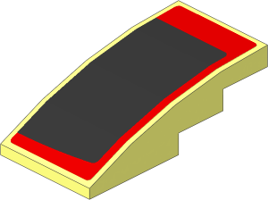 Slope Brick Curved  4 x  2 with Black Trapezoid on Red Background Right Sticker