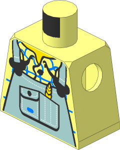 Minifig Torso with Sand Blue Overalls and Wheat Spike Pattern