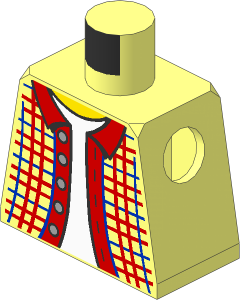 Minifig Torso with Plaid Jacket, Collar, Buttons and Light Blue Shirt Pattern
