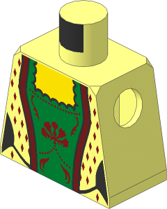 Minifig Torso with Gold and Dark Red Trim and Laces Pattern