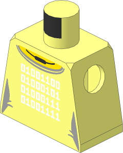 Minifig Torso with Female Outline Silver Necklace and White Binary Code for LEGO Pattern