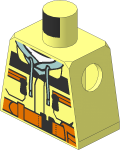 Minifig Torso with Construction Jacket over Sand Blue Hoodie and Dark Orange Belt Pattern