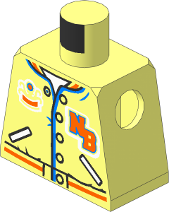 Minifig Torso with Sports Jacket with Orange "NB" and "SQUIDS" Pattern