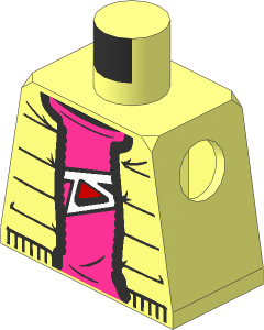 Minifig Torso with Dark Purple Shirt, Zipper and Red Triangle Pattern