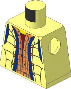 Minifig Torso with Vest with Plaid Shirt and Blue Denim Jacket Pattern