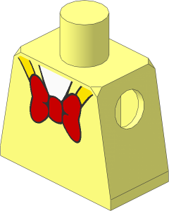 Minifig Torso with Red Bow and Yellow Collar Pattern