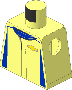 Minifig Torso with Race Suit with Chevrolet Racing Logos and Blue Stripes Pattern