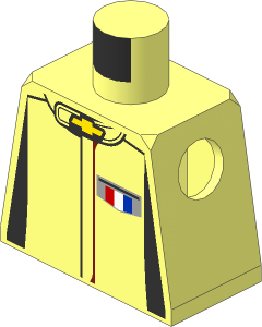 Minifig Torso with Race Suit with Chevrolet Camaro Logos and Black Stripes Pattern