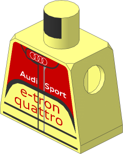 Minifig Torso with Race Suit with "Audi Sport e-tron quattro" Logos and Red and White Pattern