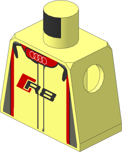 Minifig Torso with Race Suit with Audi R8 Logos and Red and White Pattern