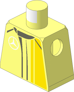 Minifig Torso with Race Suit with Mercedes AMG Logos and Yellow Stripes Pattern