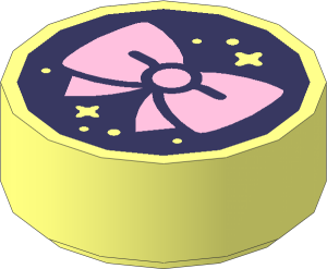 Tile  1 x  1 Round with Bright Pink Bow Pattern