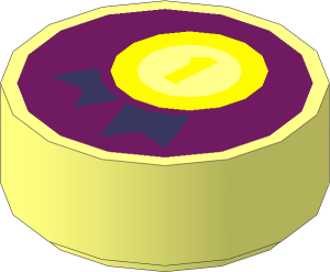 Tile  1 x  1 Round with Yellow First Prize Medal Pattern