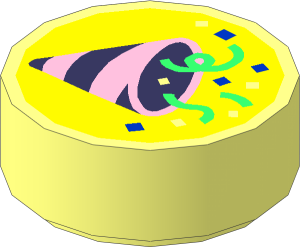 Tile  1 x  1 Round with Bright Pink and Coral Party Popper Pattern