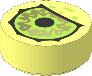 Tile  1 x  1 Round with Lime and Light Lime Eye with Black Pupil Partially Closed Pattern