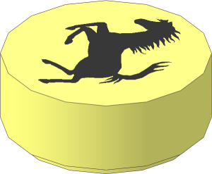 Tile  1 x  1 Round with Black Ferrari Horse Logo Pattern