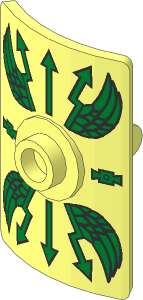 Minifig Shield Rectangular Curved with Stud with Gold Lightning Wings and Arrows Pattern