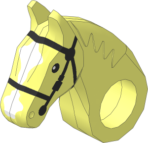 Animal Horse Poseable Head with Black Bridle and White Blaze Pattern
