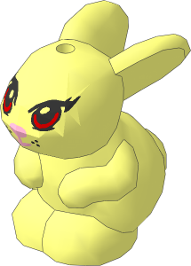 Animal Bunny Sitting with Bright Light Blue Eyes, Bright Pink Nose and Mouth and Black Whisker Dots Pattern