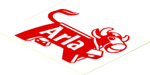 Sticker  2.9 x  3.7 with Arla Dairy Logo Right