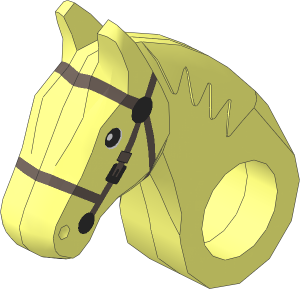 Animal Horse Poseable Head with Dark Brown Bridle
