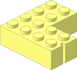 Mursten Brick  4 x  4 Corner with 1 Slot Right