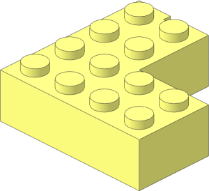 Mursten Brick  4 x  4 Corner with 1 Slot Left