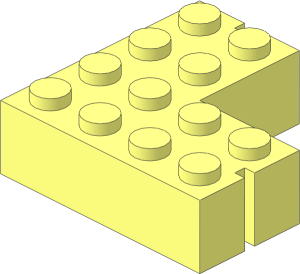 Mursten Brick  4 x  4 Corner with 2 Slots Right