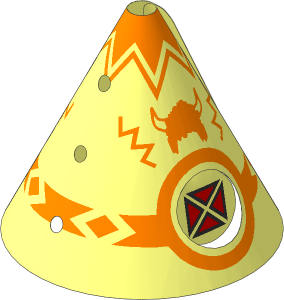 Sheet Fabric Tepee Cover with Buffalo Helmets Pattern (Formed)