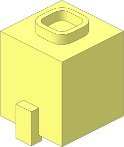 ~Minifig Head Cuboid with Raised Rectangle and Hollow Squared Stud