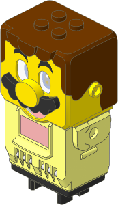 Electric Hub Mario Body Assembly with Reddish Brown Hair, Light Nougat Face and Black Moustache Pattern