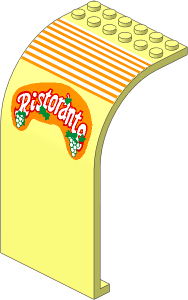 Panel  6 x  6 x  9 with Curved Top with "Ristorante" and White Stripes Sticker
