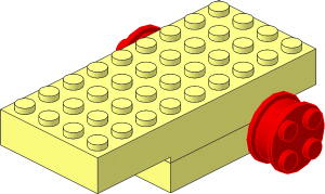Motor Pull Back  4 x  9 x  2 with 2 Red Wheels with 4 Studs