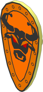 Minifig Shield Ovoid with Bull Head Pattern