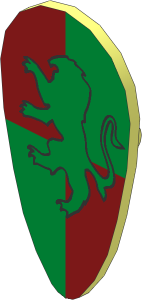 Minifig Shield Ovoid with Golden Lion Pattern